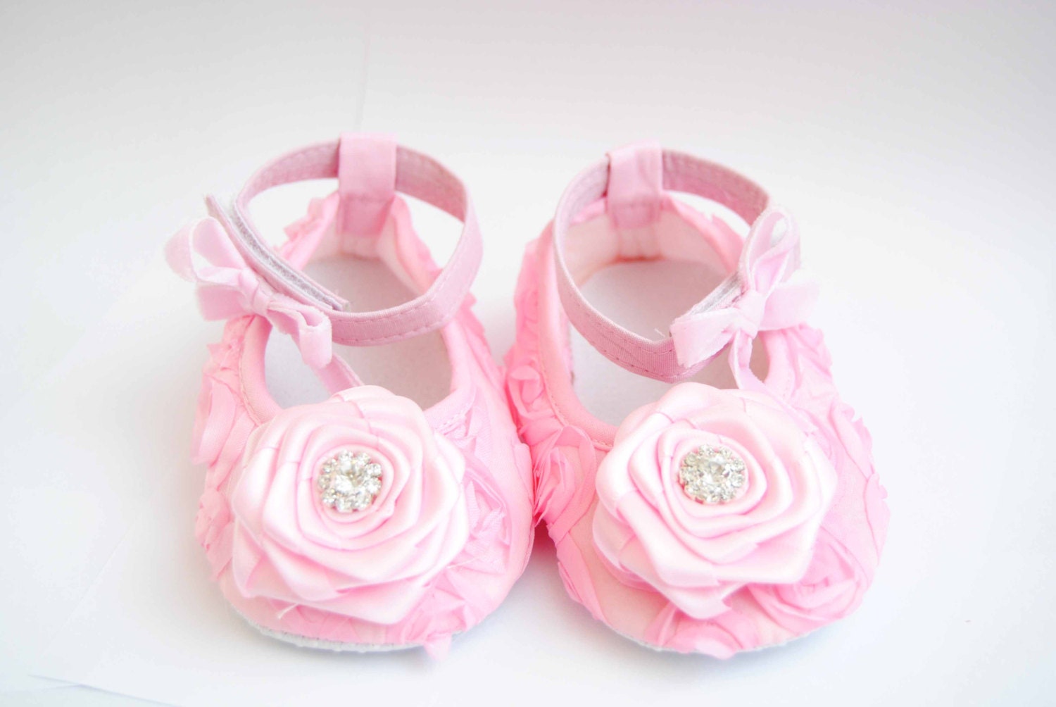 Pink Roses Ballerina Style Shoes decorated with Beautiful Roses and Crystals