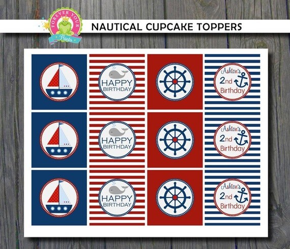 Nautical Sailboat Cupcake Toppers - Party Circles Il_570xn