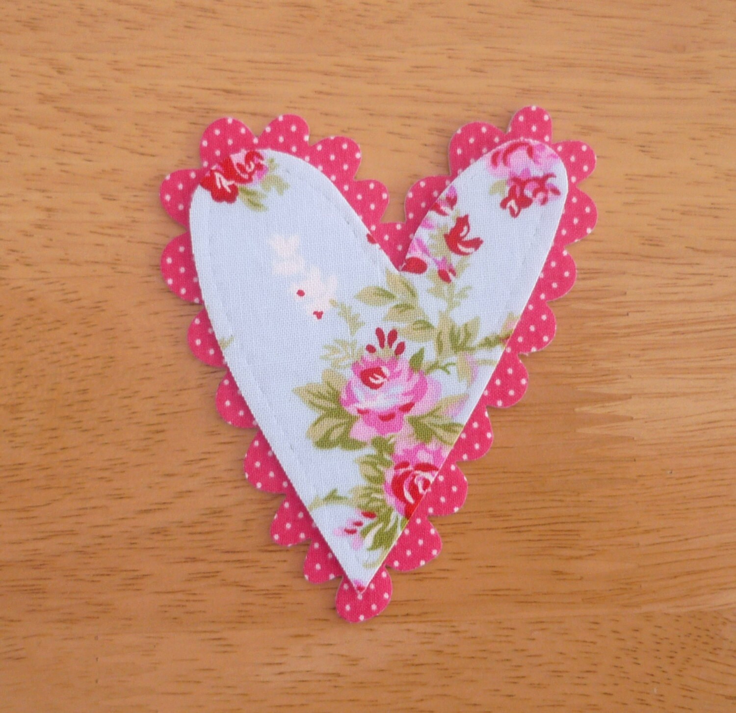 Layered Heart 1 Iron on Fabric Applique 2 piece 8.5 x