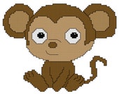Monkey Cross Stitch Pattern - PDF File - Instant Download - X Stitch Pattern, Embroidery, Counted Cross Stitch Pattern