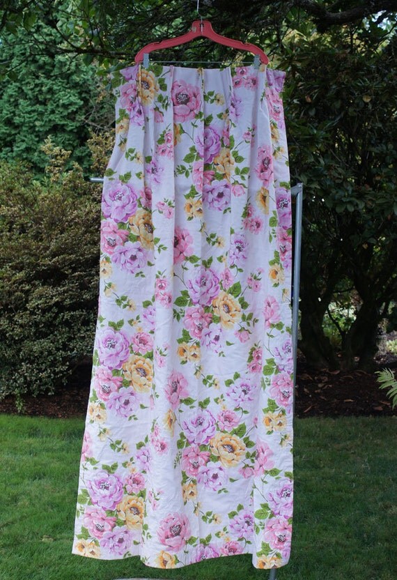 Pink Floral Pinch Pleated Drapes Set of 4 Panels