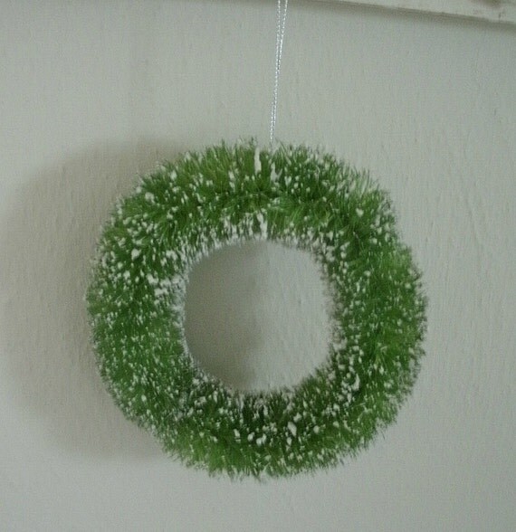 vintage brush bottle wreath vintage BRUSH shabby green frosted WREATH BOTTLE inch decoration