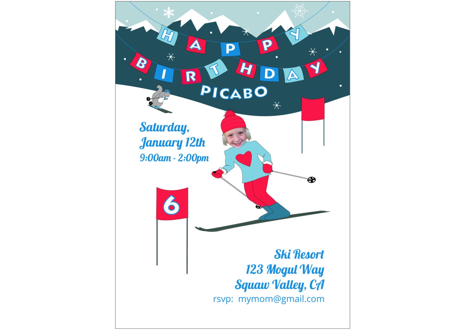 Ski Invitation Printable and Personalized by LittleAndTheGirl