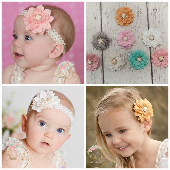 Baby Headbands, CHOOSE COLOR, Newborn Headband, Lace Baby Headband,Baby headbands, Baby girl headbands, Baby hair bows Bows,Hair Bows. by ThinkPinkBows