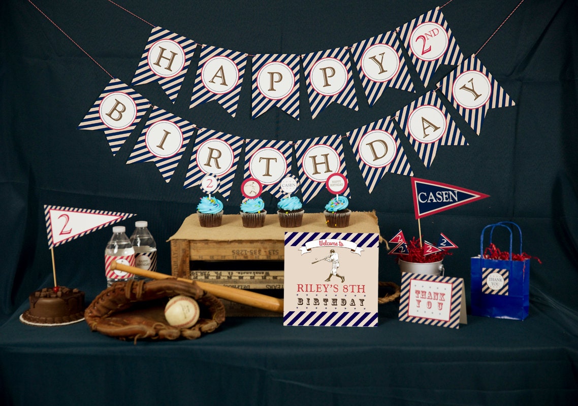Vintage Baseball Party Decorations Printable Party by 505design