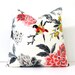 Modern Pink and Black Decorative Designer Pillow Cover Accent blossoms oriental floral chinoiserie grey ivory charcoal red chartreuse birds