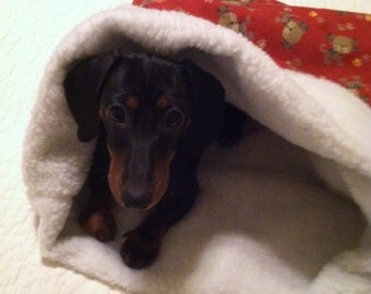 Small Dog Red with Brown Dogs Print Snuggle Sack / Sleeping Bag FREE SHIPPING within the US
