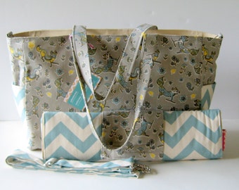 MADE TO ORDER Fox Diaper Bag Set, Changing Pad, Magnetic Closure, Adjustable Long Strap, available in two styles