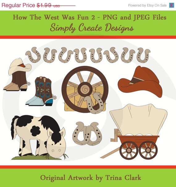 Cowboy Old West Clipart Western Country Clip Art Commercial and Personal Use Il_570xn