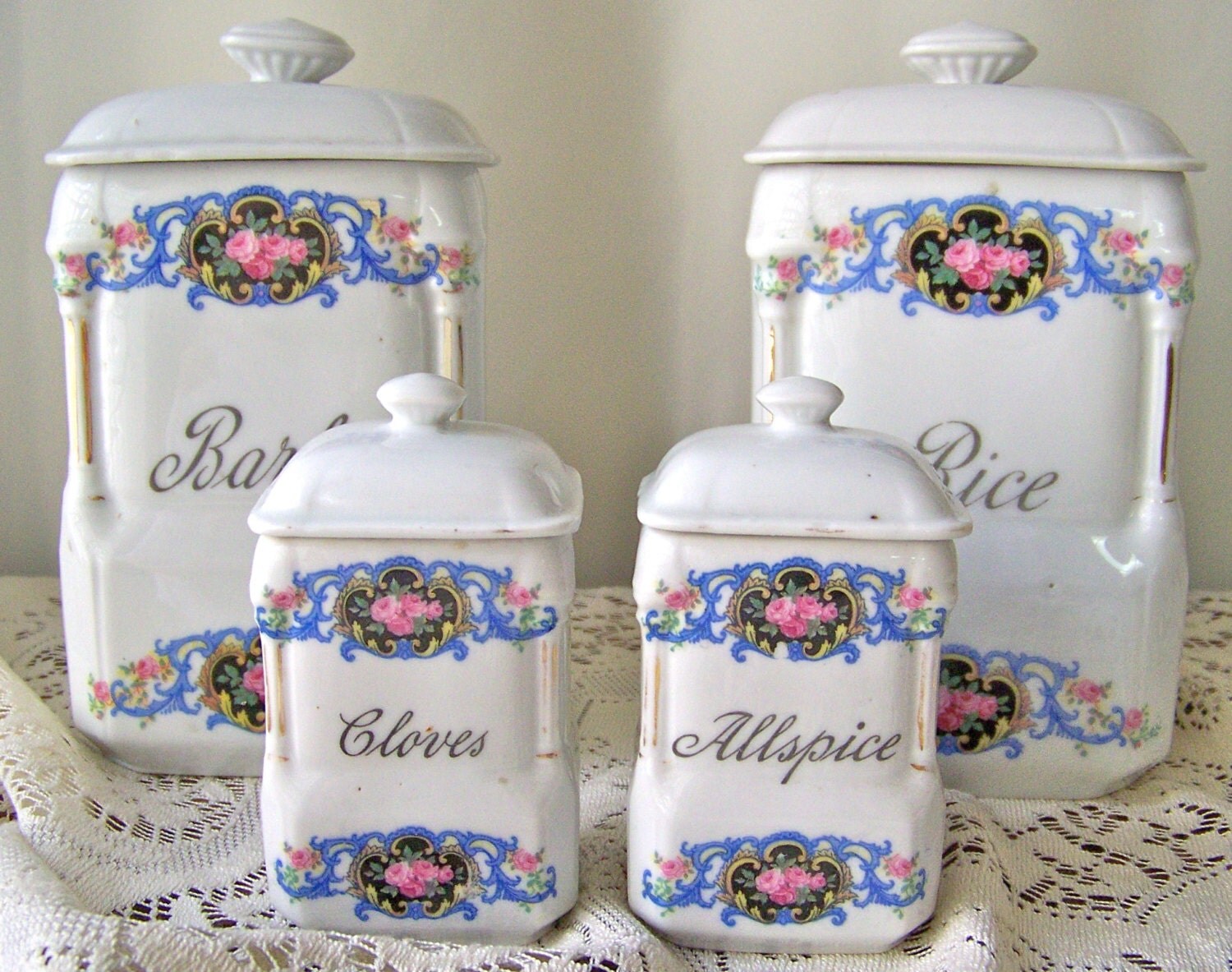 Vintage Porcelain Canister Set Czechoslovakia by CynthiasAttic
