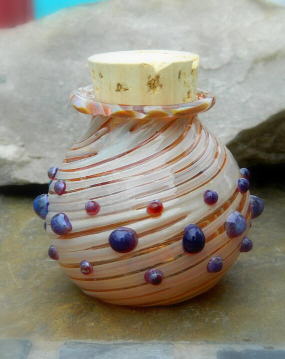 Hand Blown Amber Purple Stash Jar