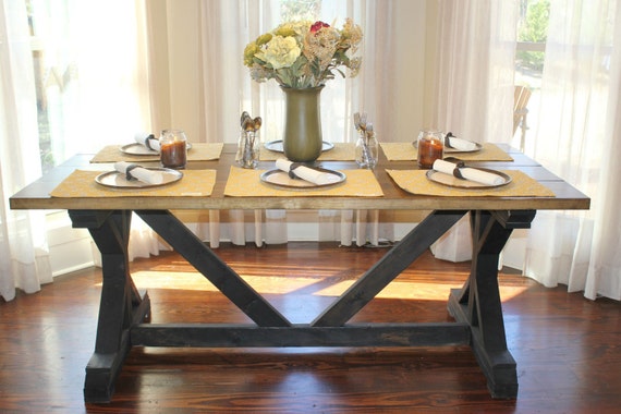 Handcrafted Farmhouse Fancy X Dining Room Table With or Without Benches - Solid Wood -You Choose Your Size