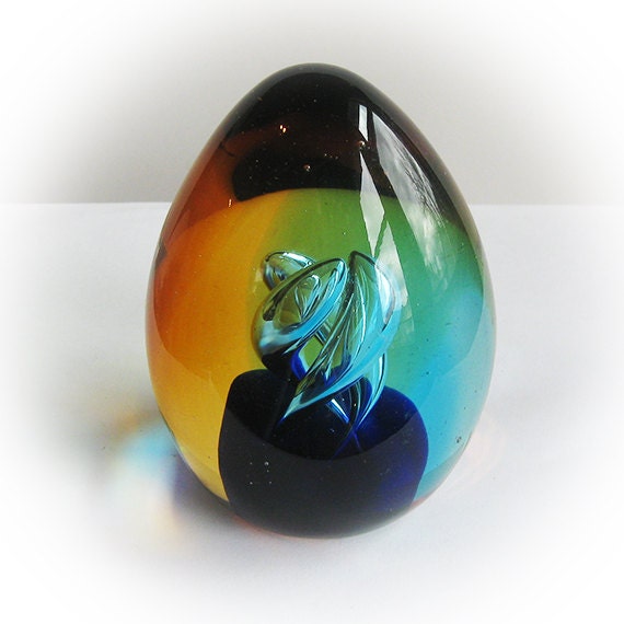 Large Egg Shaped Colorful Paperweight