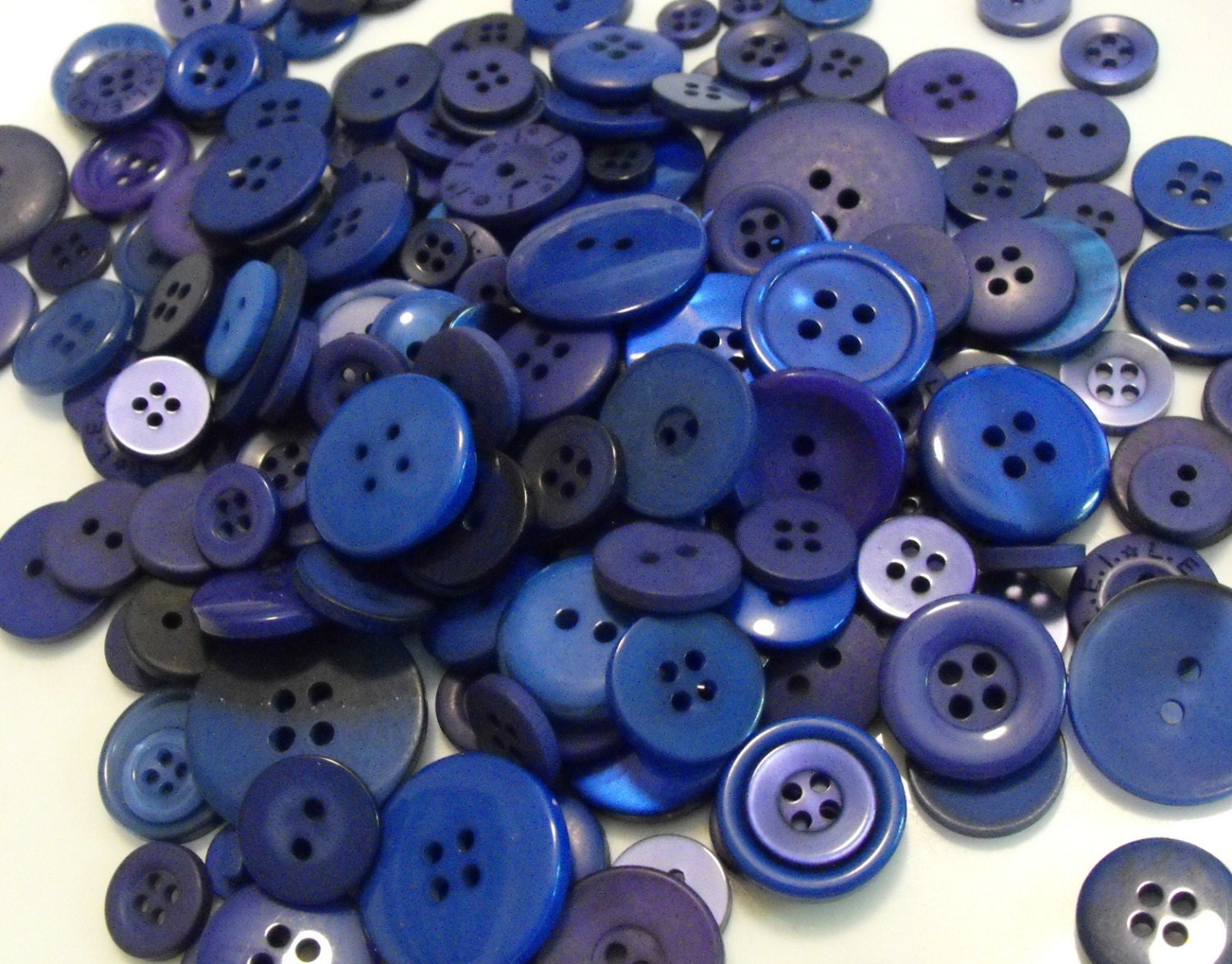 Blue Buttons 100 Bulk Assorted Round Multi Size Crafting