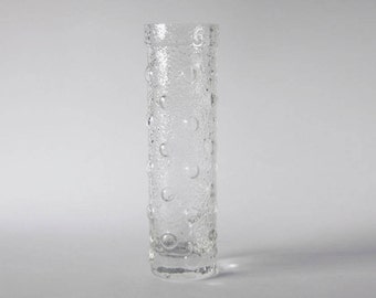 Vintage Finnish Textured Glass Vase - Tamara Aladin for Riihimaki/ Riihimäen Lasi Oy 60s