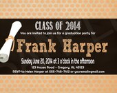 Senior High School Graduation Party Printable Invitation - Chalkboard Diploma - Custom, DIY, School Colors, Celebration Graduate - GPD1000 Il_170x135