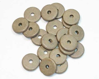 25 Light grey 13mm Washers Greek Ceramic Beads