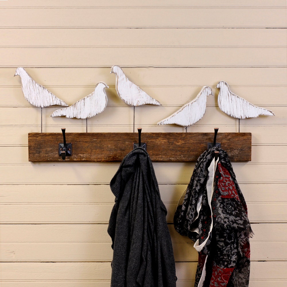 Entryway Coat Hooks Rustic Bird Three Coat Hooks by HavenAmerica