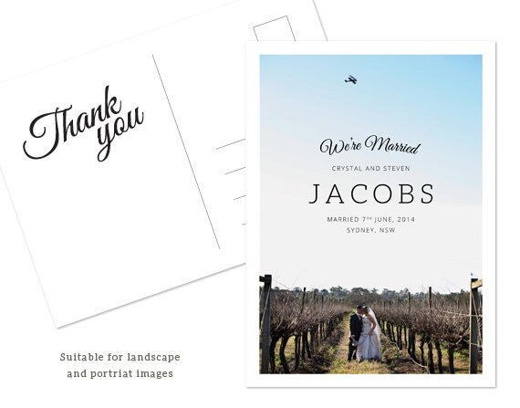 Printable Wedding Announcement/Thank you Card Double Sided Il_570xn