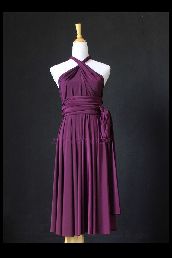Bridesmaid Dress Infinity Dress Dark Purple Knee Length Wrap