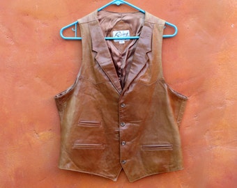 Vintage Men's Brown Leather Victorian Western Steampunk Vest. Waistcoat ...
