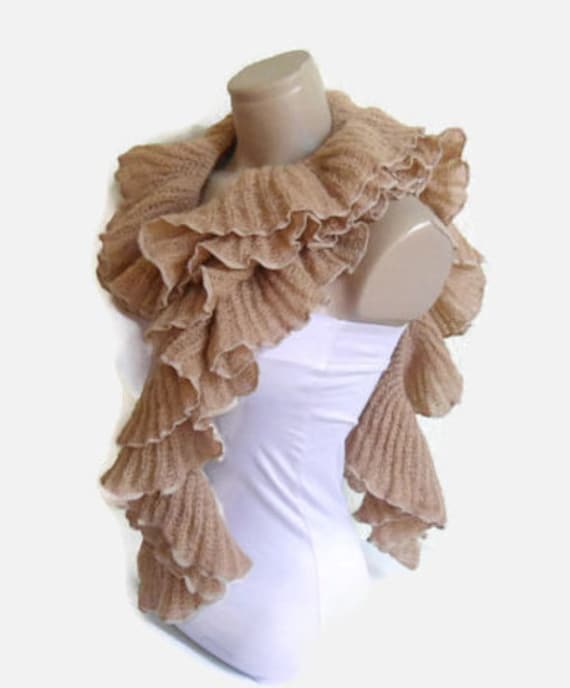 ruffle scarf, gift, Holiday Accessories, winter trends, fashion, 2014,for women, uniqu,camel