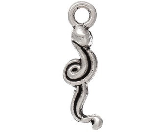 20 Small Antique Silver Twisted SNAKE Charm Pendants chs1362