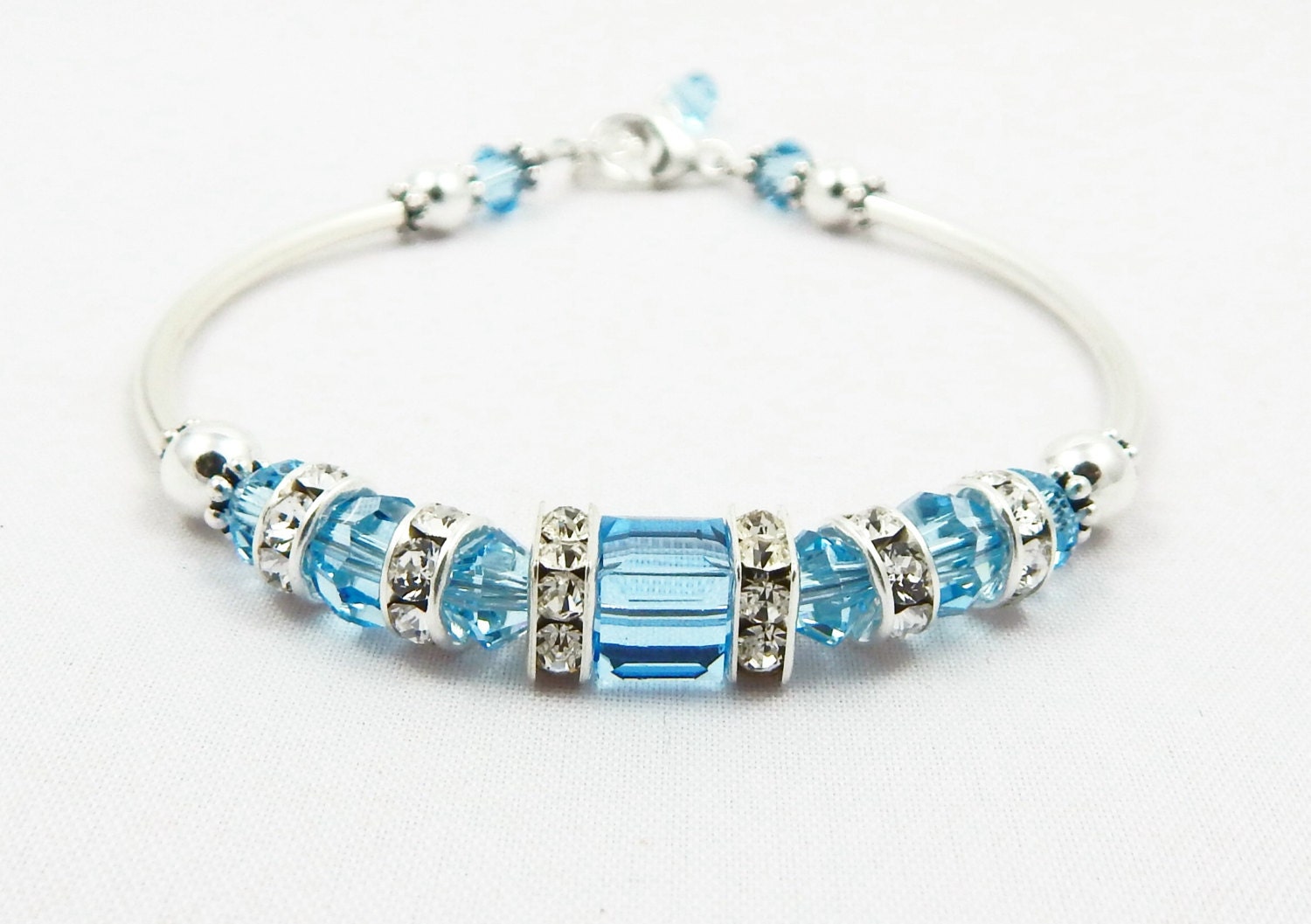 Aquamarine Birthstone Bracelet Birthstone by MommyandMeJewelryLLC