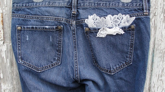 Bohemian Gypsy Boho Lace Jeans boyfriend hippie shabby chic