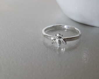 Sterling Silver Tiny Bee Ring