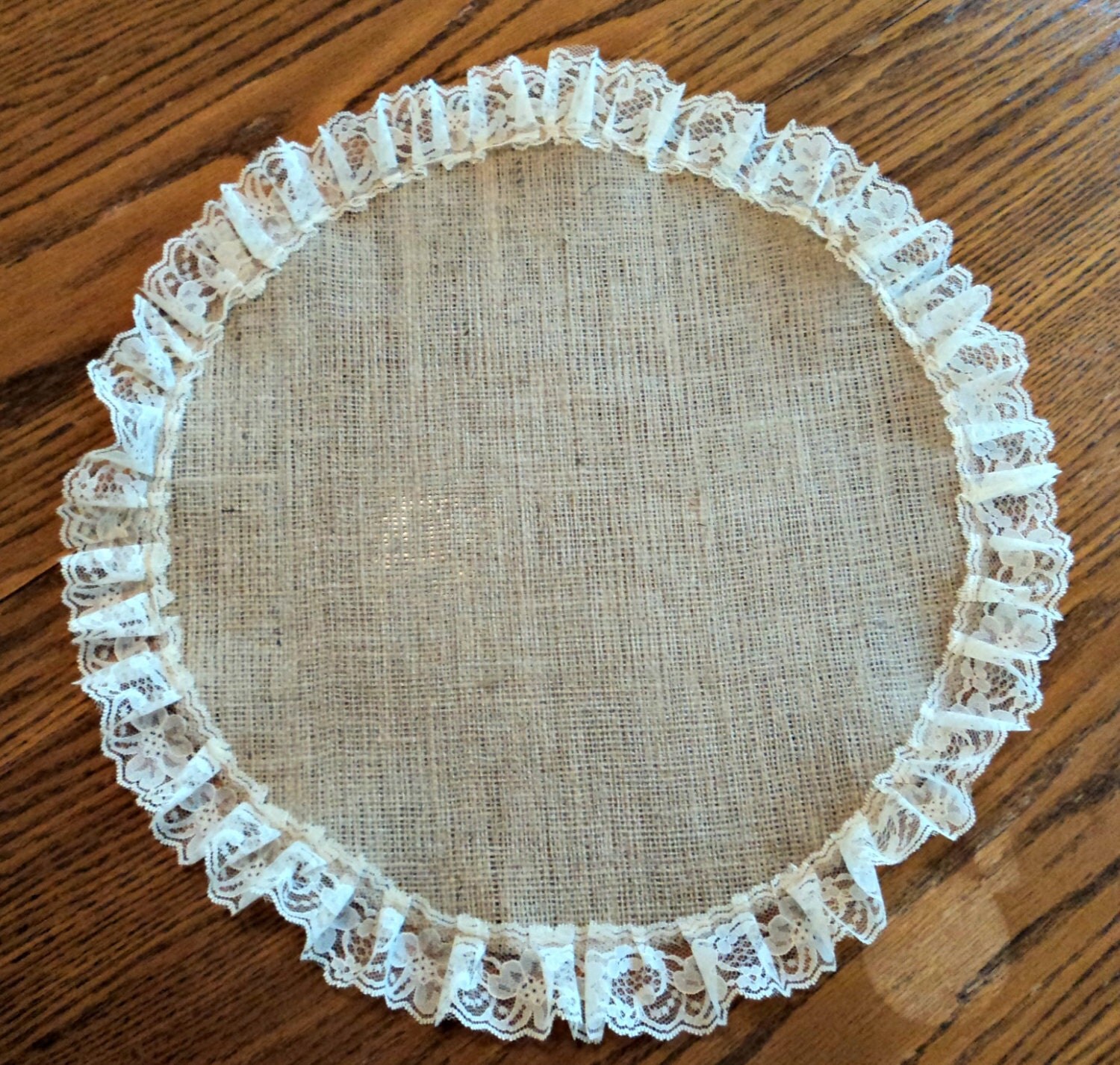 Burlap and Lace Round Table Centerpiece Burlap Placemat Rustic