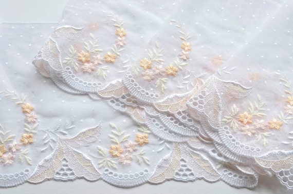 Peach, Pink, White Floral Wedding Trim, Pastel and White ...