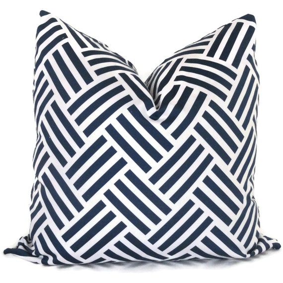 Indigo Blue Parquet Decorative Pillow Cover 18x18 20x20