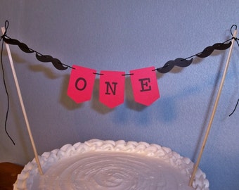 Birthday Cake Topper Banner First Bday Mini Garland Bunting One Year Old Boy Red Little Man