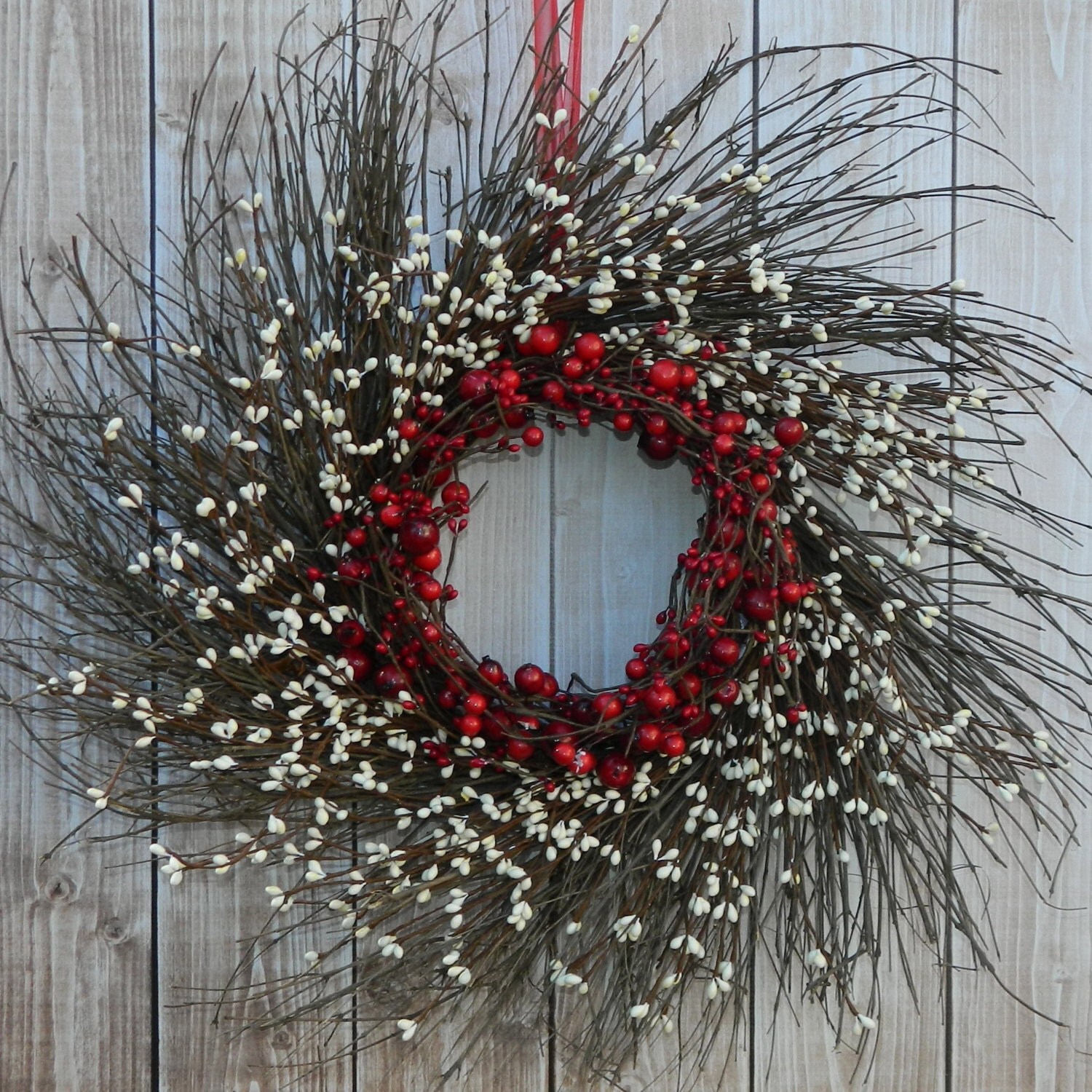 Primitive Wreath Red Wreath Holiday Door By EverBloomingOriginal   Il Fullxfull.532664930 E97s 