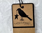 Primitive Crow Hang Tag, Crow Tags, Primitive Crow Gift Tags, Pricing Tags