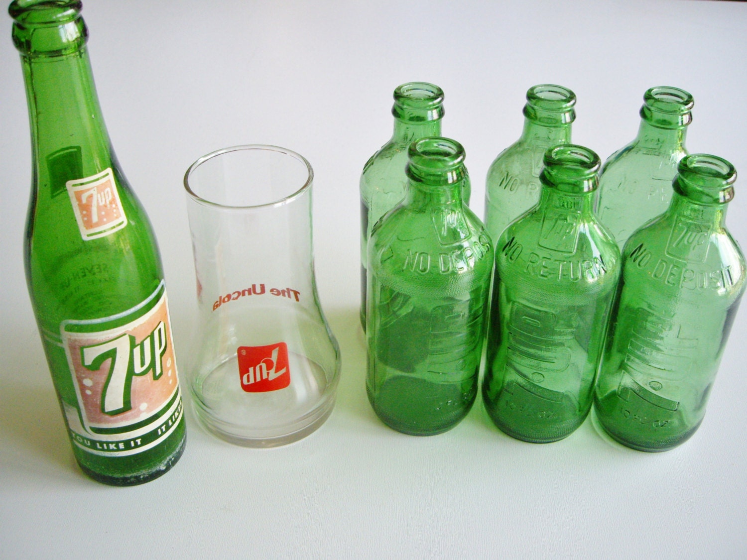 Vintage 7up SEVEN-UP 7up Glass 7up Bottle Collection.