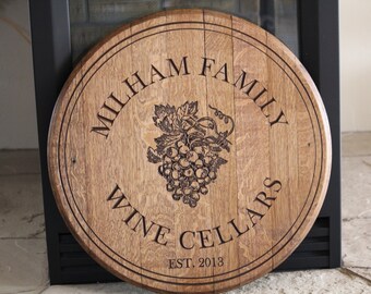 Custom Personalized Engraved Wine Barrel Sign, Lazy Susan, Wedding Gift, Anniversary Gift, Housewarming Gift, wine cellar,