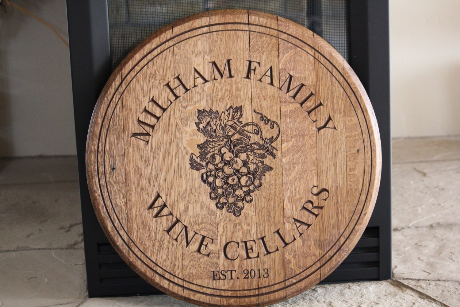 Custom Personalized Engraved Wine Barrel Sign Lazy Susan