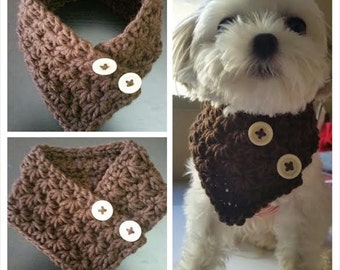 Crocheted Small Dog, Puppy scarf fits most S or M dogs