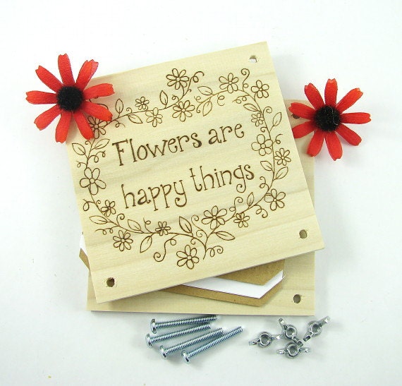 Flower Press Wood Pyrography Floral Design Plant Press