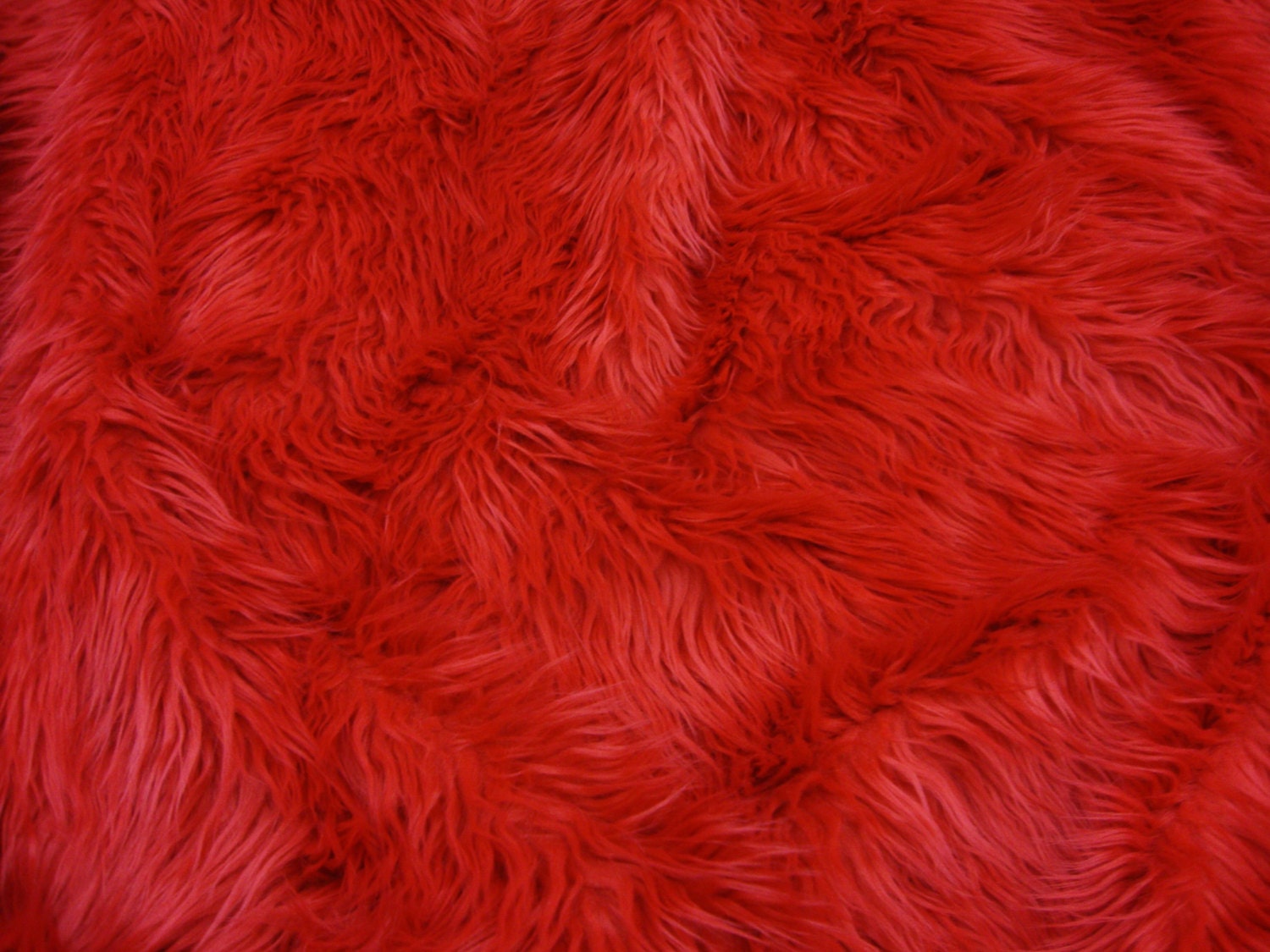 Red Mongolain Faux Fur Long PIle fabric per yard