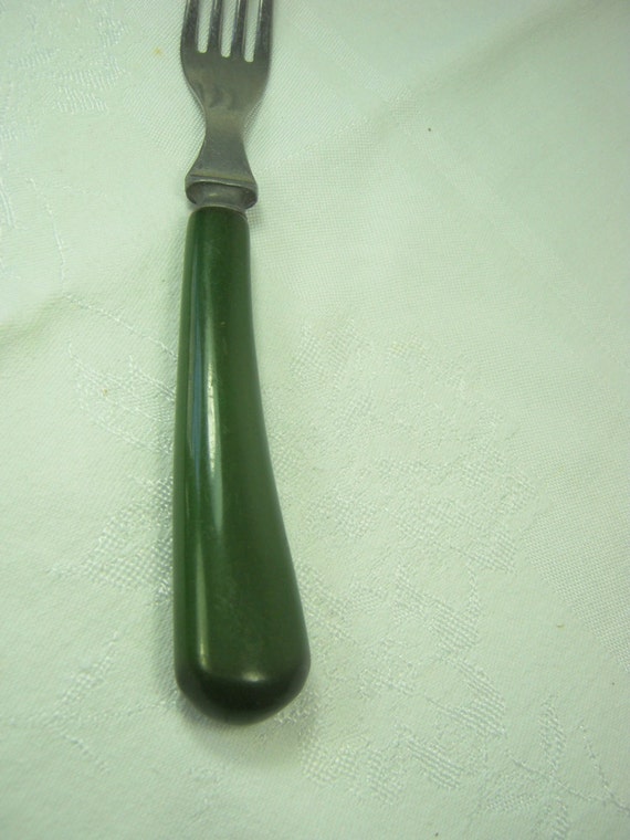 Vintage BAKELITE FLATWARE Fork GREEN Utensil