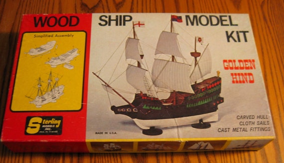 vintage wooden ship model kit golden hind sterling models