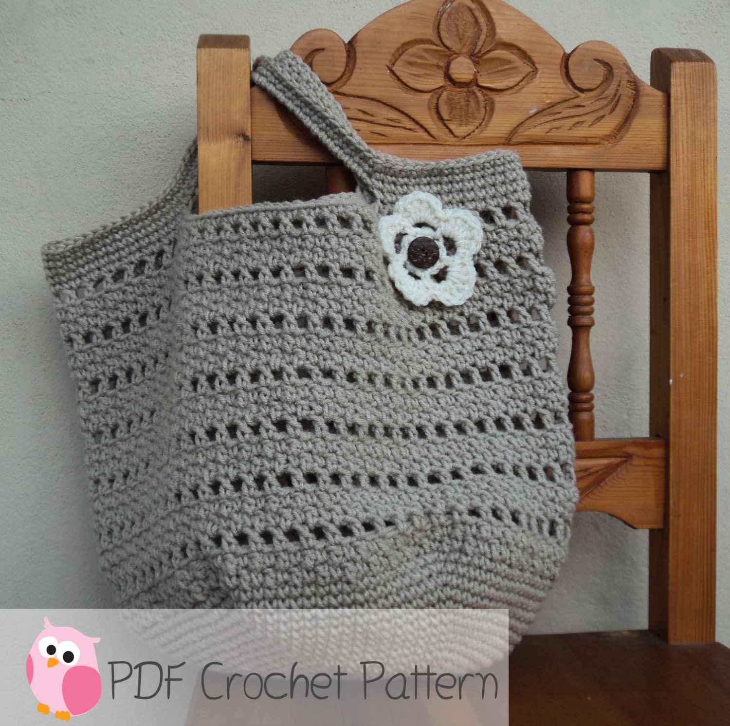 Market Bag Beach Bag Crochet Pattern Digital by CuteLittleCrafts