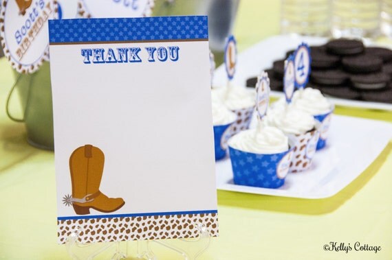 Cowboy Birthday Party Thank You Notes (5 x 7), Instant Download, Printable, Digital Il_570xn