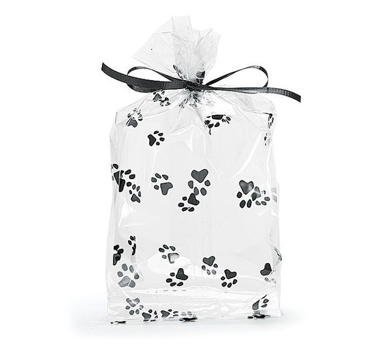 Small PAW PRINT Cello Treat Goodie Bags Cellophane