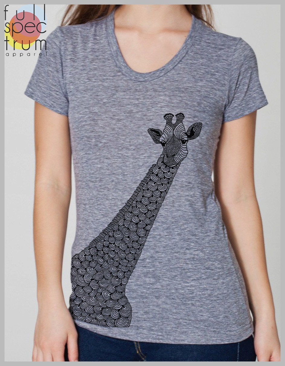 Women's Graphic Tee Giraffe T Shirt American Apparel