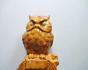 Vintage Be Wise Ceramic Owl Bank 1970s
