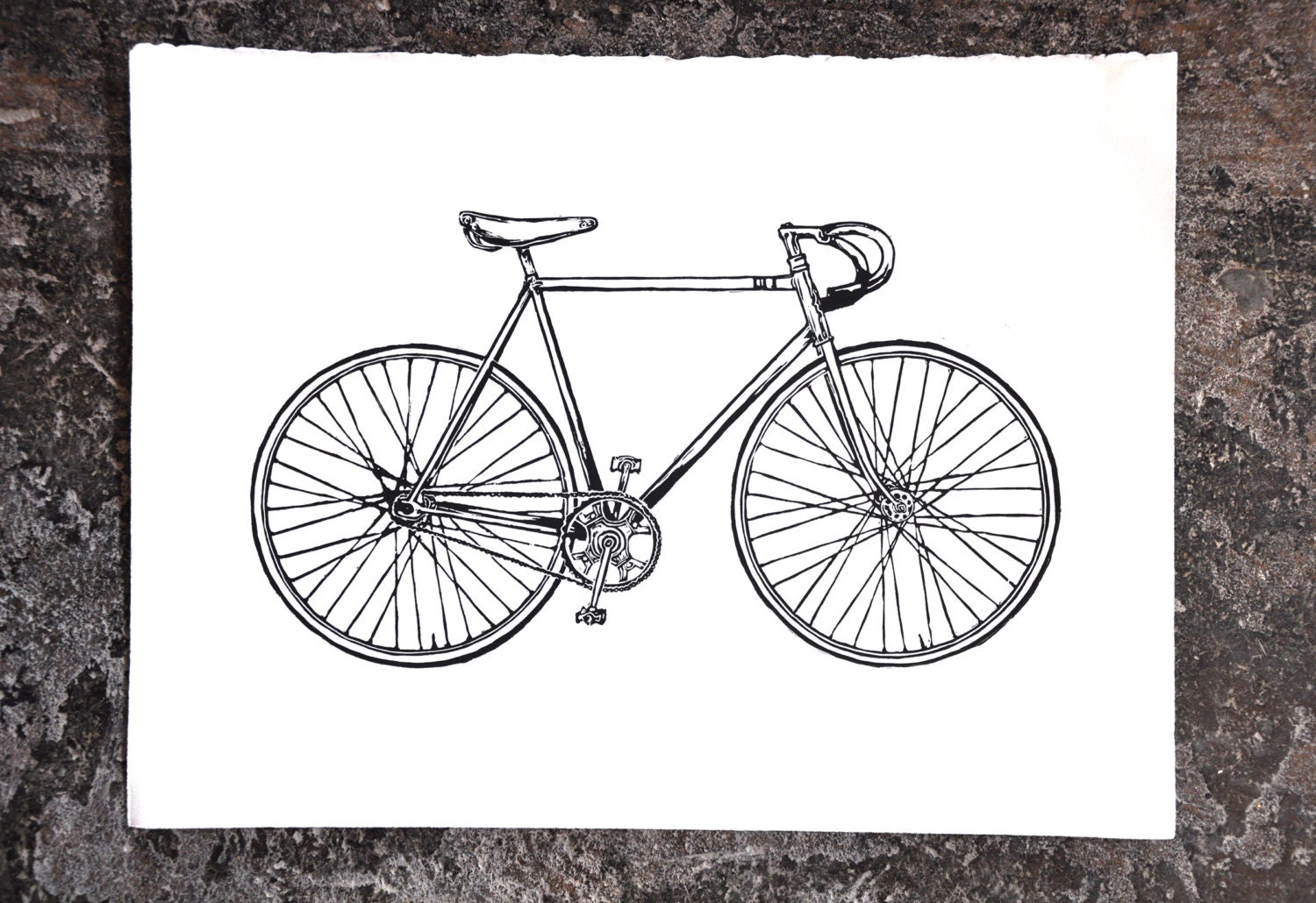 Bicycle Art Print Black Road Bike Wall Art by CoffeeInBed on Etsy